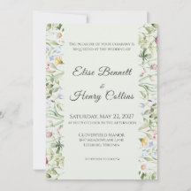 Weiche englische Garten-Blumen-Hochzeitseinladung