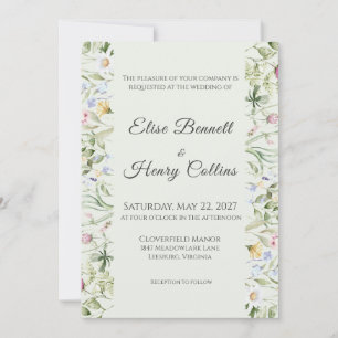 Weiche englische Garten-Blumen-Hochzeitseinladung Einladung