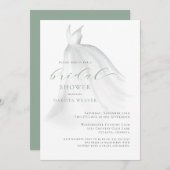 Weiche Farbe Grünes Hochzeitskleid Brautparty Einladung (Vorne/Hinten)
