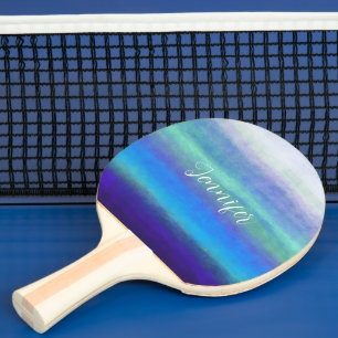 Weiche Farben blau, aquamarin und violett Tischtennis Schläger