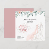 Weiche Farben Blumenbräune und Gräueltafel Save The Date (Vorne/Hinten)