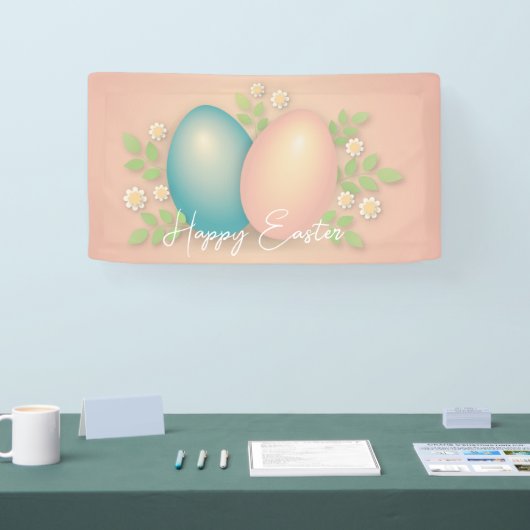 Weiche Farben Osterei und Frühlingsmilch Blume Banner (Messe)