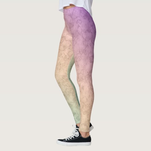 Weiche Farben pastellrosa Korallenbeige grün Leggings (Links)