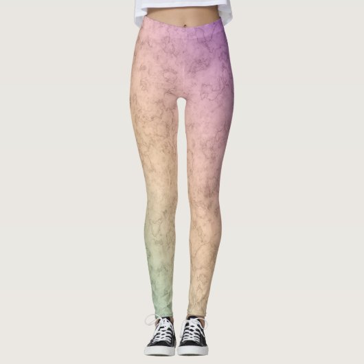 Weiche Farben pastellrosa Korallenbeige grün Leggings (Vorderseite)
