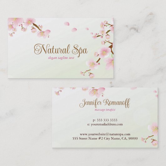 Weiche Farben Rosa Kirschblossom Natürlicher Welln Visitenkarte (Vorne/Hinten)