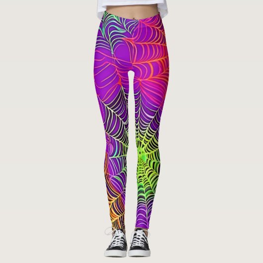 Weiche Farben: Spiderweb Art Leggings (Vorderseite)