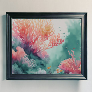 Weiche Farben Unterwasser Korallenriff 5:4 Poster