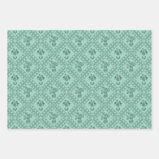 Weiche, farbige Frühlingsflorale Coquette-Muster Geschenkpapier Set (Vorderseite 3)