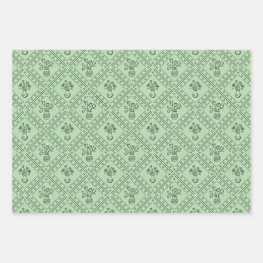 Weiche, farbige Frühlingsflorale Coquette-Muster Geschenkpapier Set (Vorderseite 3)