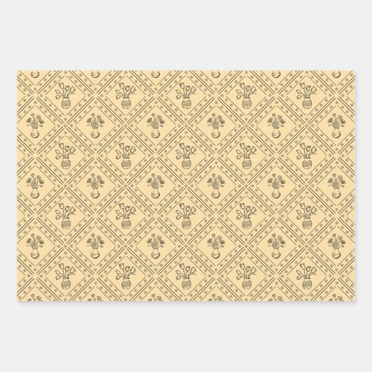 Weiche, farbige Frühlingsflorale Coquette-Muster Geschenkpapier Set (Vorderseite 2)