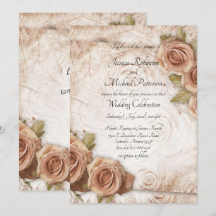 Weiche farbige Rose Hochzeit Einladung