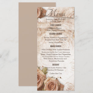 Weiche farbige Rose Hochzeit Menükarte