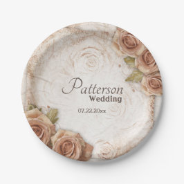 Weiche farbige Rose Hochzeit Pappteller