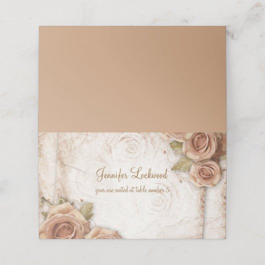 Weiche farbige Rose Hochzeit Platzkarte (Außenseite Aufgefaltet)