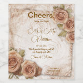 Weiche farbige Rose Hochzeit Weinetikett (Einzelnes Label)