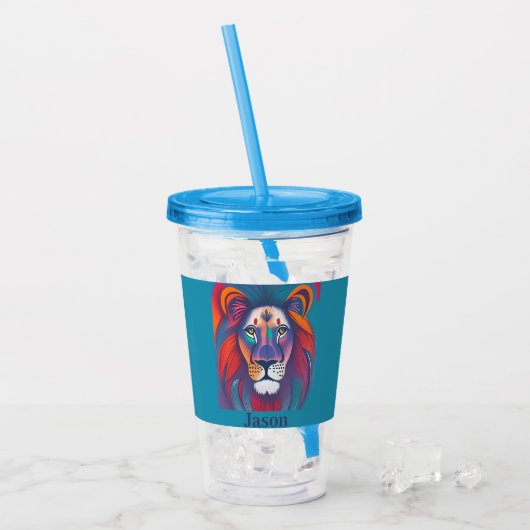 Weiche Farbtöne Lion personalisiert Acryltrinkbecher (Vorderseite Ice)