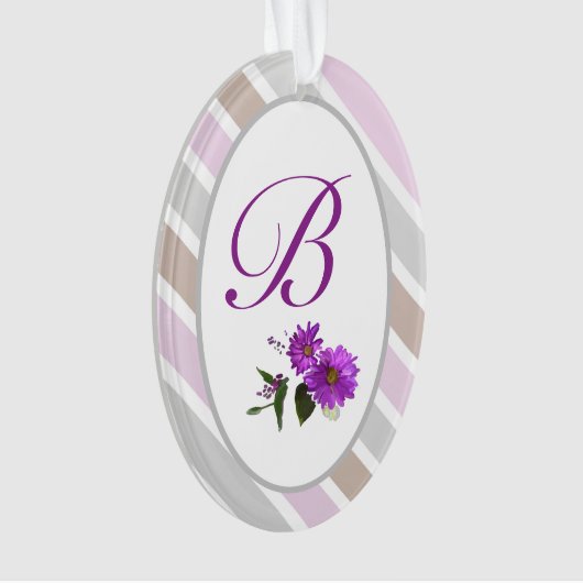 Weiche Farbtöne Mit Monogramm, rosafarbener Streif Ornament (Vorderseite)