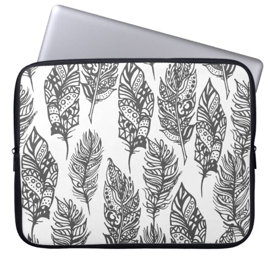 Weiche Federn Doodle Laptopschutzhülle (Vorderseite)
