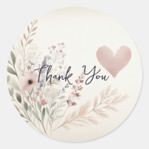 Weiche Florale Danke-Sticker Runder Aufkleber