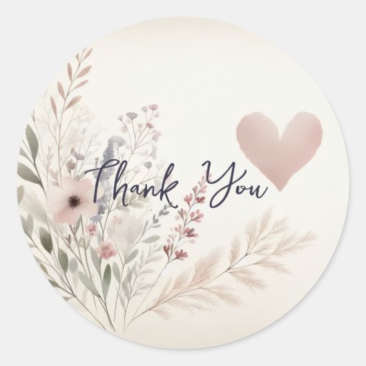 Weiche Florale Danke-Sticker Runder Aufkleber (Vorderseite)