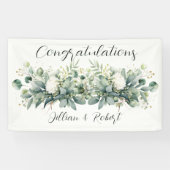 Weiche Florale Grünzeug Hochzeit Gratulation Banner (Horizontal)