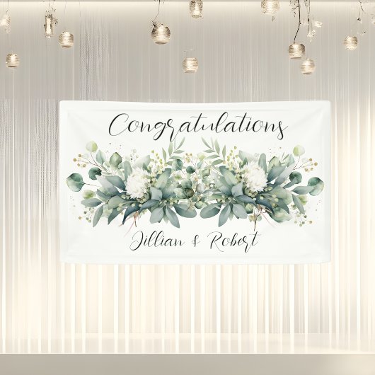 Weiche Florale Grünzeug Hochzeit Gratulation Banner