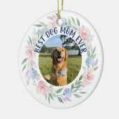 Weiche florale Hundemutter-Fotohommage Keramik Ornament (Links)