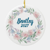 Weiche florale Hundemutter-Fotohommage Keramik Ornament (Hinten)