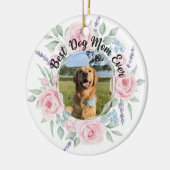 Weiche florale Hundemutter-Fotohommage Keramik Ornament (Links)