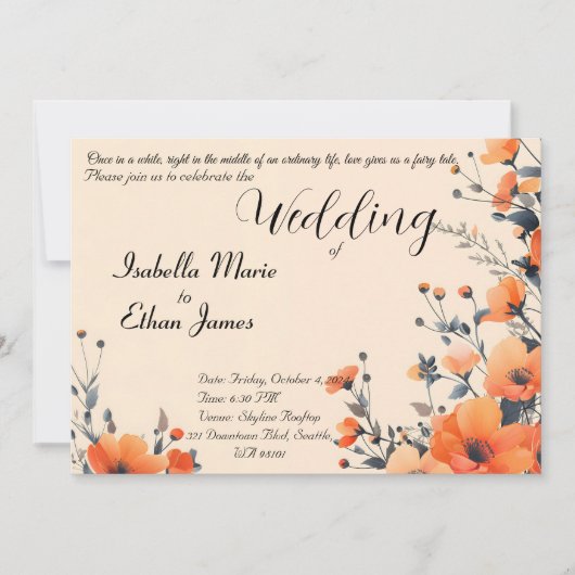 Weiche florale romantische Hochzeitsinspektion Einladung (Vorderseite)