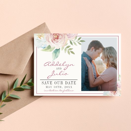 Weiche florale Romantische Vegetation Mauve Pink B Save The Date