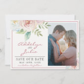 Weiche florale Romantische Vegetation Mauve Pink B Save The Date (Vorderseite)