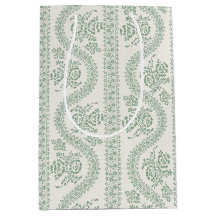Weiche Floralstreifen in Salbei auf Creme