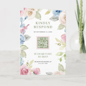 Weiche Frühlingsblumen Alles in Einem QR-Code Hoch Einladung (Rückseite)
