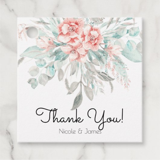 Weiche Frühlingsblütengrün Elegante Hochzeit Geschenkanhänger (Vorderseite)