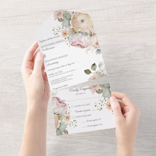 Weiche Frühlingsfarben All In One Einladung (Abreißen)