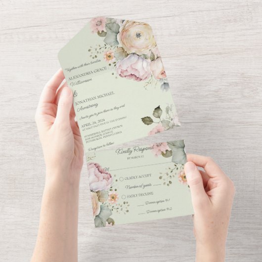 Weiche Frühlingsfarben All In One Einladung (Abreißen)