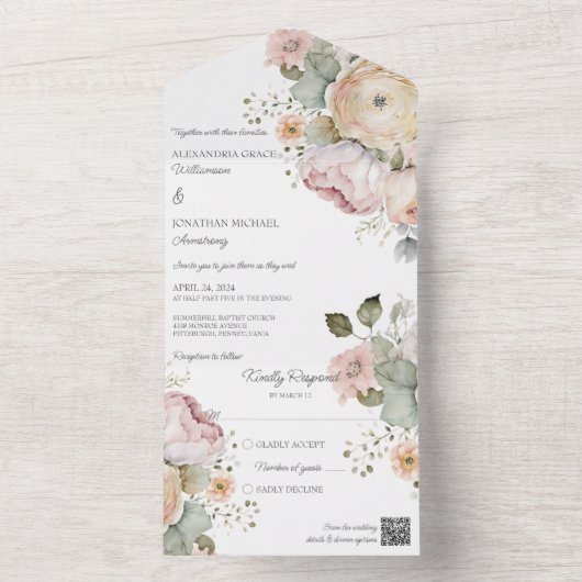 Weiche Frühlingsfarben All In One Einladung (Innen Boden)