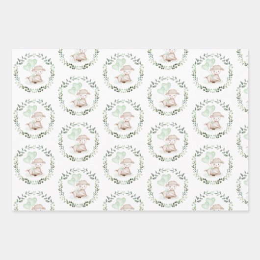 Weiche Frühlingsmammbrühe Grüne Eukalyptus Wreath Geschenkpapier Set (Vorderseite 3)