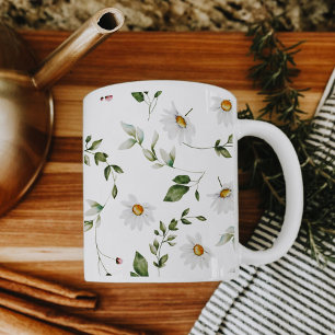 Weiche Gänseblümchen Weiße Aquarell-Blumen-Tasse Kaffeetasse