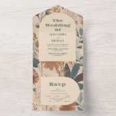 Weiche gedämpfte Erdtöne Wildblumen Hochzeit All In One Einladung (Innen Boden)