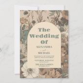 Weiche gedämpfte Erdtöne Wildblumen Hochzeit Einladung (Vorderseite)