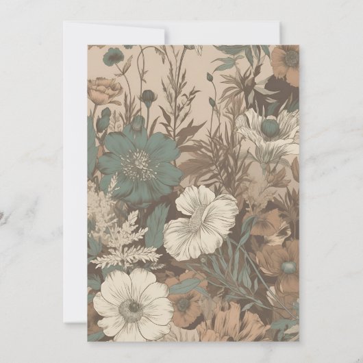 Weiche gedämpfte Erdtöne Wildblumen Hochzeit Save The Date (Rückseite)