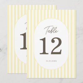 Weiche gelb gestreifte elegante Hochzeitstisch-Num Einladung