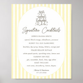 Weiche gelb gestreifte Signature-Drinks-Karte Poster