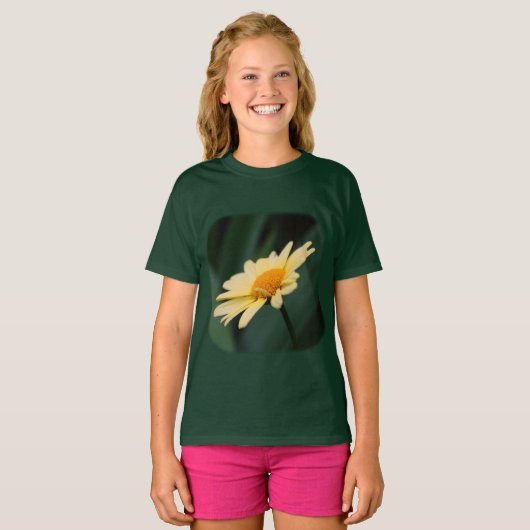 Weiche Gelbe Daisy Floral Nature Girls T - Shirt (Vorne ganz)