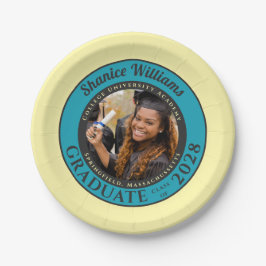 Weiche Gelbe Foto Moderne Abschlussfeier Pappteller