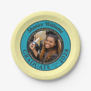 Weiche Gelbe Foto Moderne Abschlussfeier Pappteller