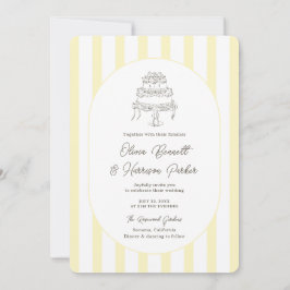 Weiche gelbe gestreifte minimalistische Hochzeitse Einladung