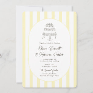 Weiche gelbe gestreifte minimalistische Hochzeitse Einladung